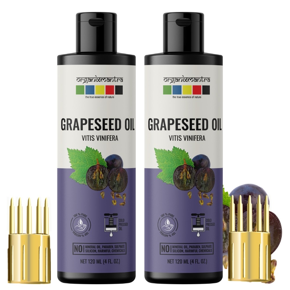 Organix Mantra Grapeseed Oil, Cold Pressed Organic Oil, 120ML x 2